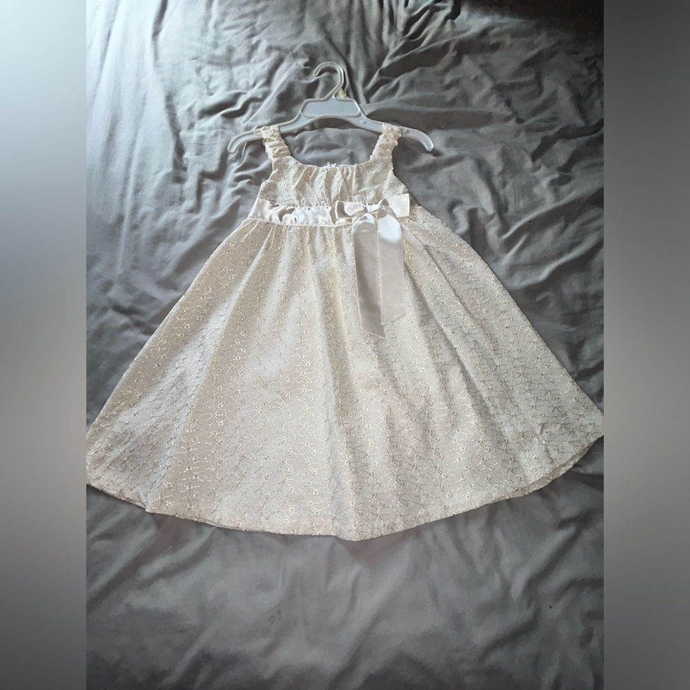 Kid's Bonnie Jean Cream Flower Formal Dress